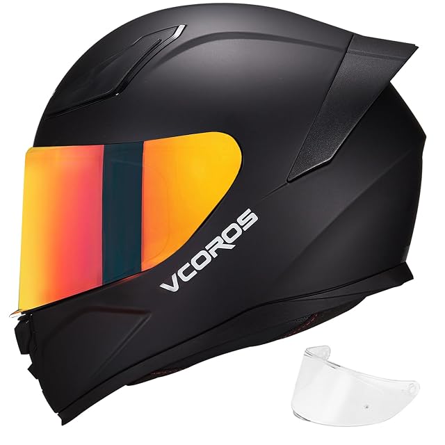 Casco integrale VCOROS WS-609 di fronte, con la visiera abbassata